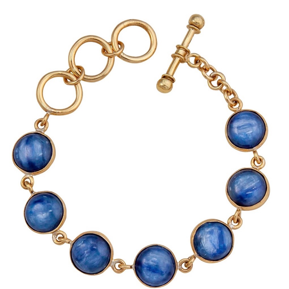 Charles Albert Gold-Tone Bracelet with Blue Cabochons